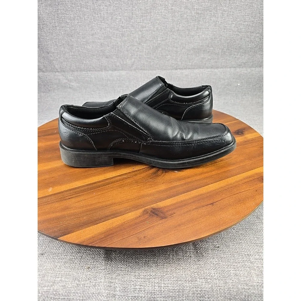 Dockers Mens Black Slip On Loafers Square Toe Bicycle Stitch Dress Shoes Sz 10.5